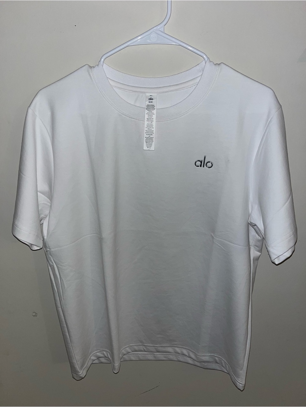 ALO Yoga White Short Sleeve Logo Tee